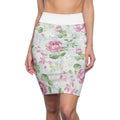 Floral Watercolor Pencil Skirt — Soft Pastel Bloom Print