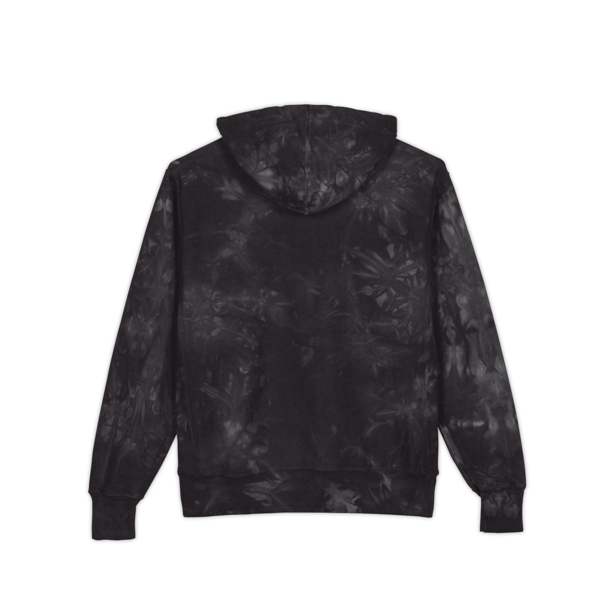 Tie-Dye Embroidered Hoodie — Black Swirl Champion Style