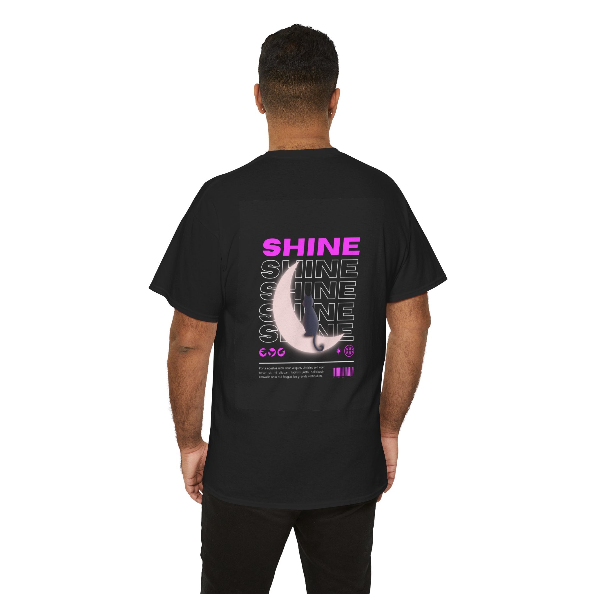 Shine Crescent Moon Tee — Retro Neon Lunar Graphic T-Shirt