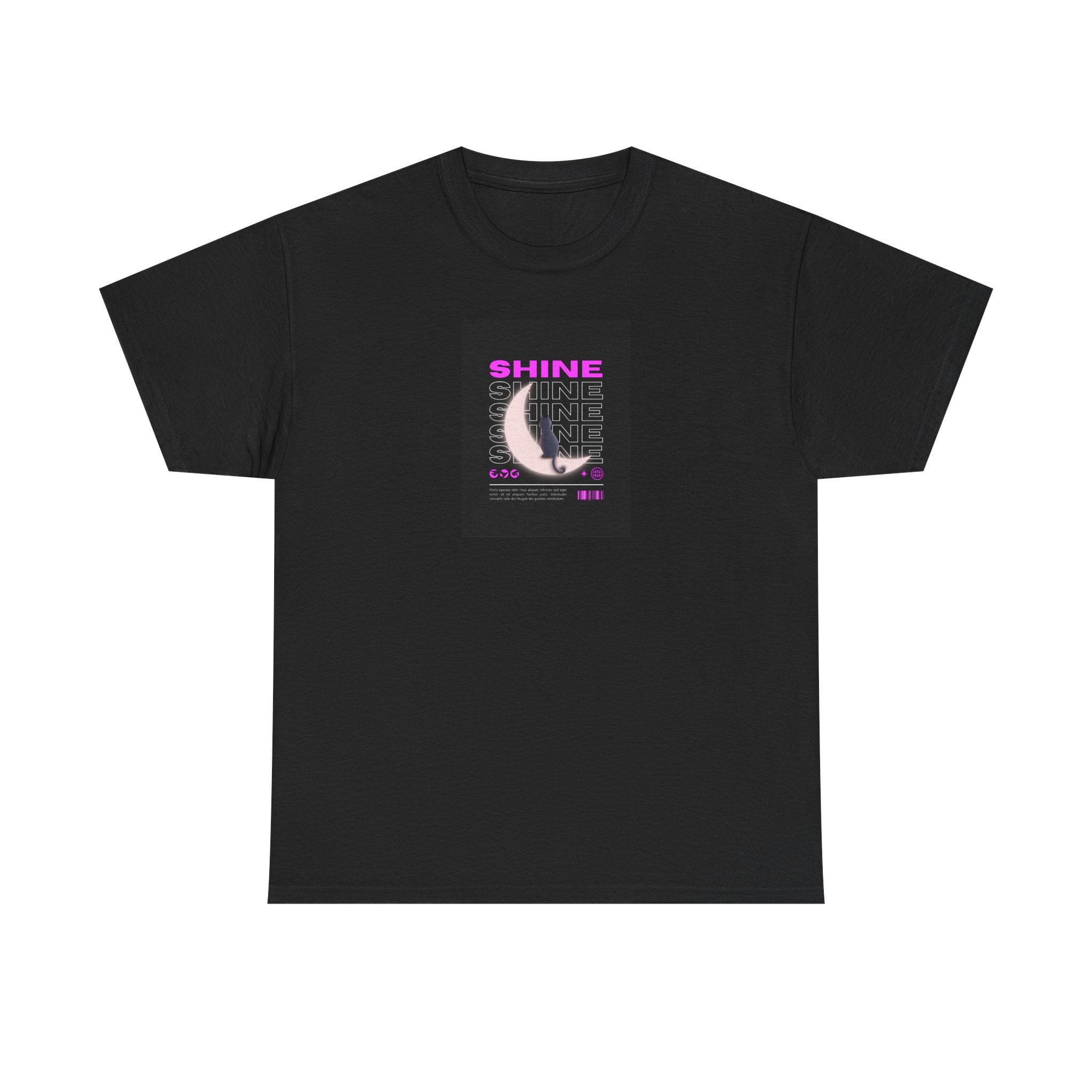 Shine Crescent Moon Tee — Retro Neon Lunar Graphic T-Shirt
