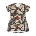 Butterfly Pattern T-Shirt Dress — Vintage Moth All-Over Print