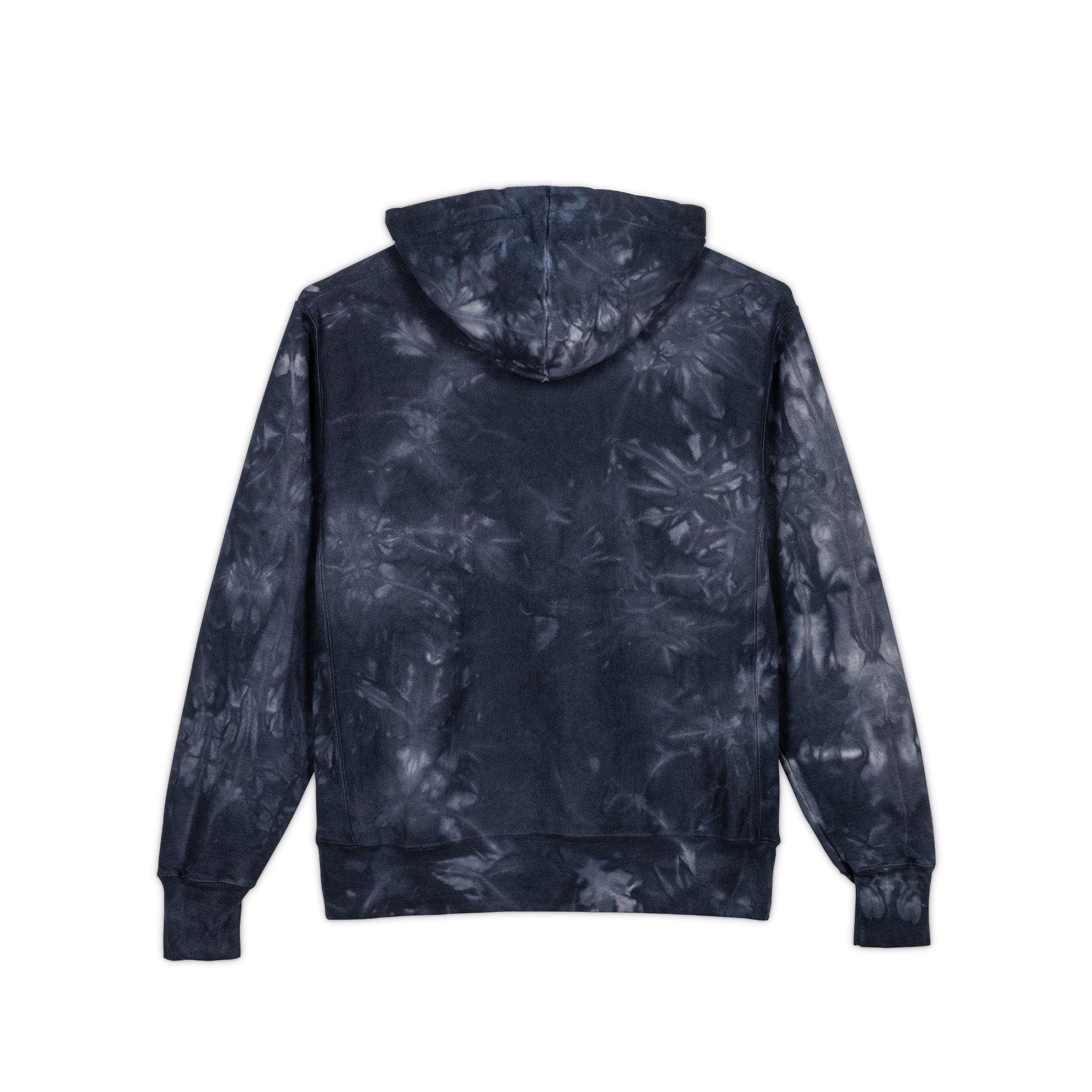 Tie-Dye Embroidered Hoodie — Black Swirl Champion Style