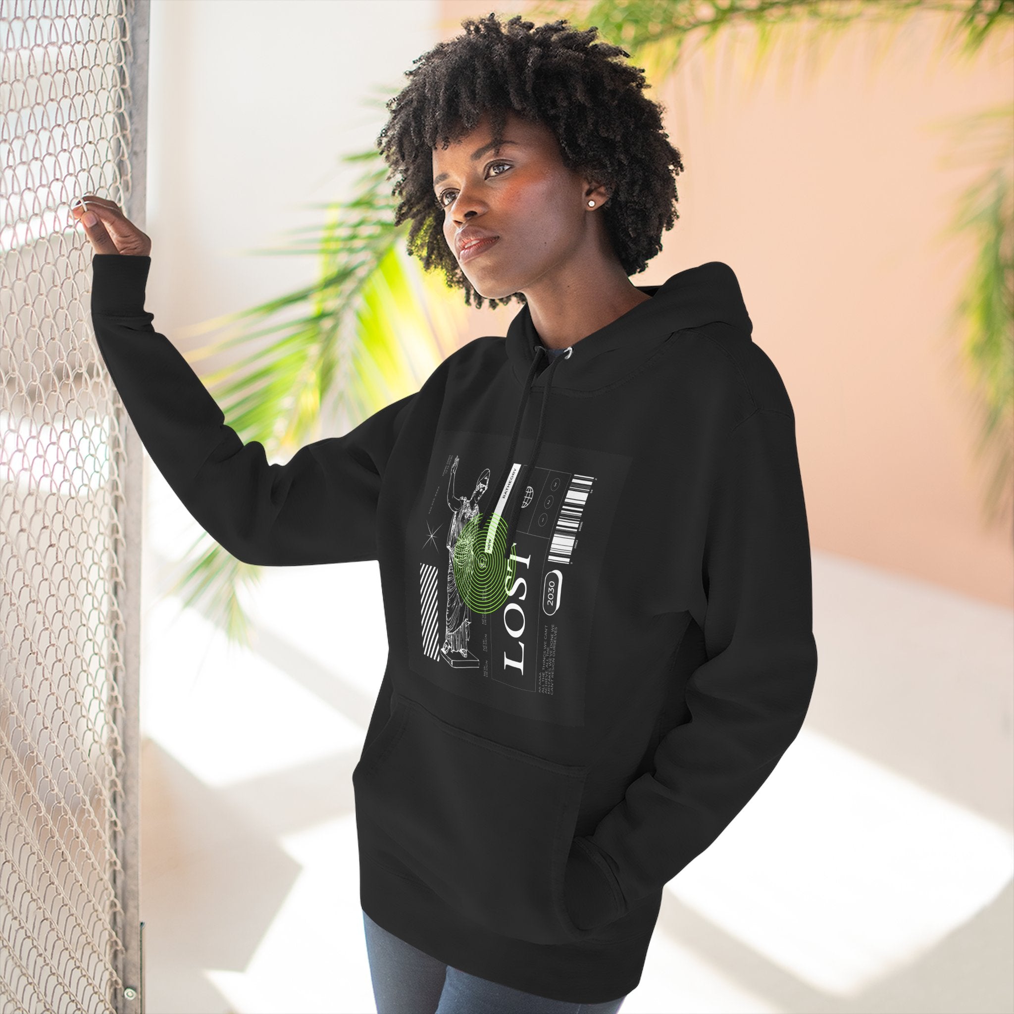 Lost Graphic Hoodie — Three‑Panel Fleece Streetwear Pullover