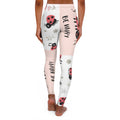 Ladybug Pattern "Be Happy" Leggings — Cute Pink Floral Women's Activewear