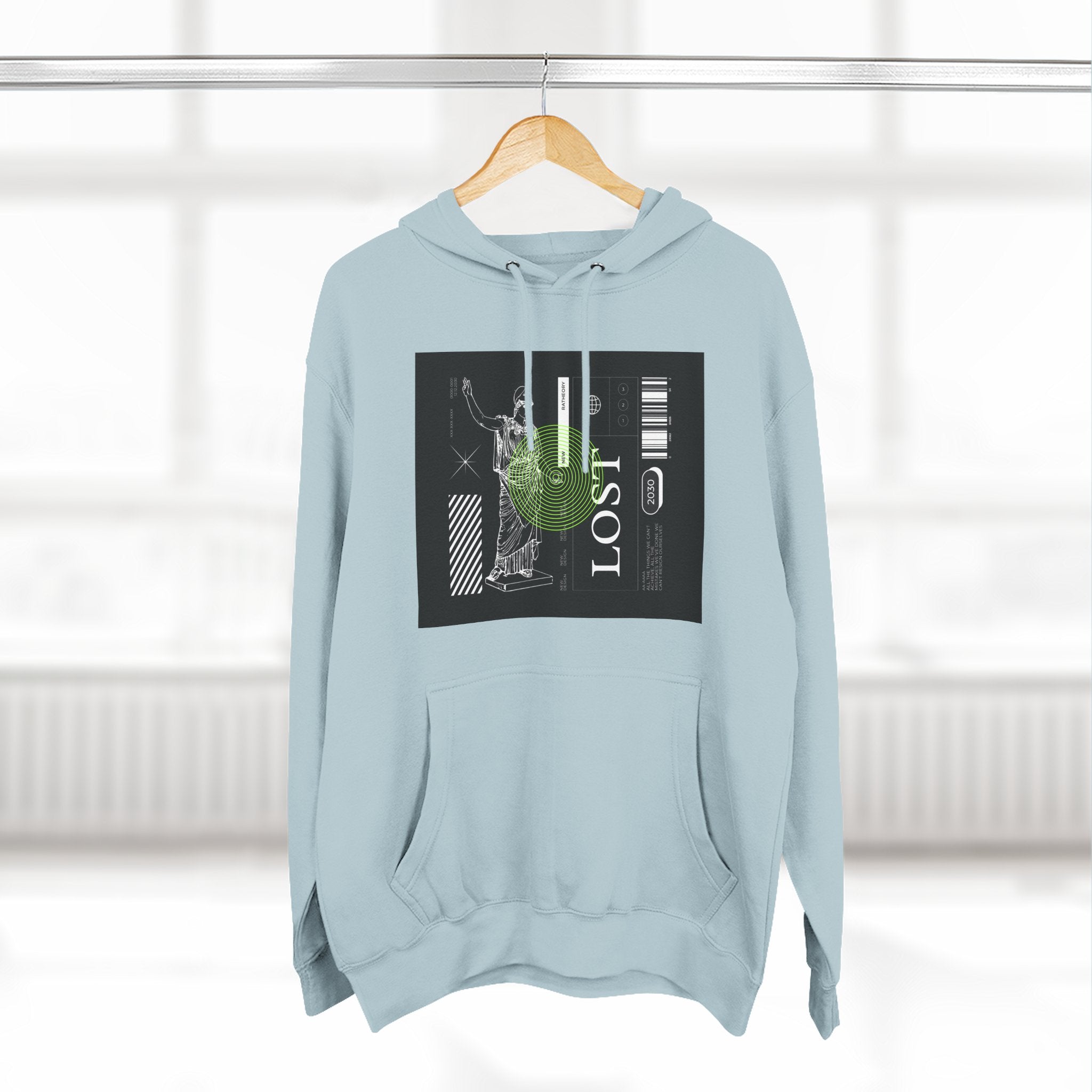Lost Graphic Hoodie — Three‑Panel Fleece Streetwear Pullover