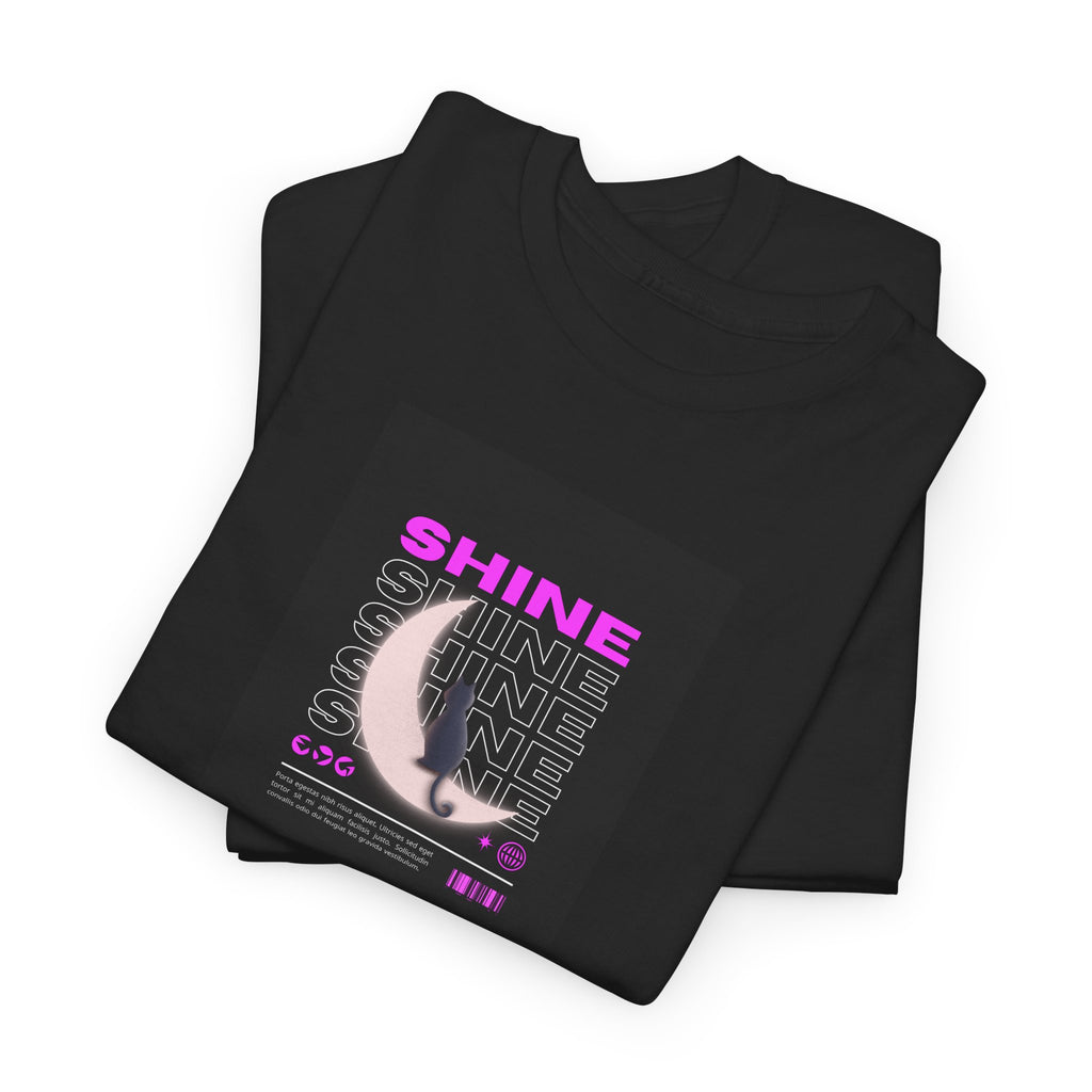 Shine Crescent Moon Tee — Retro Neon Lunar Graphic T-Shirt