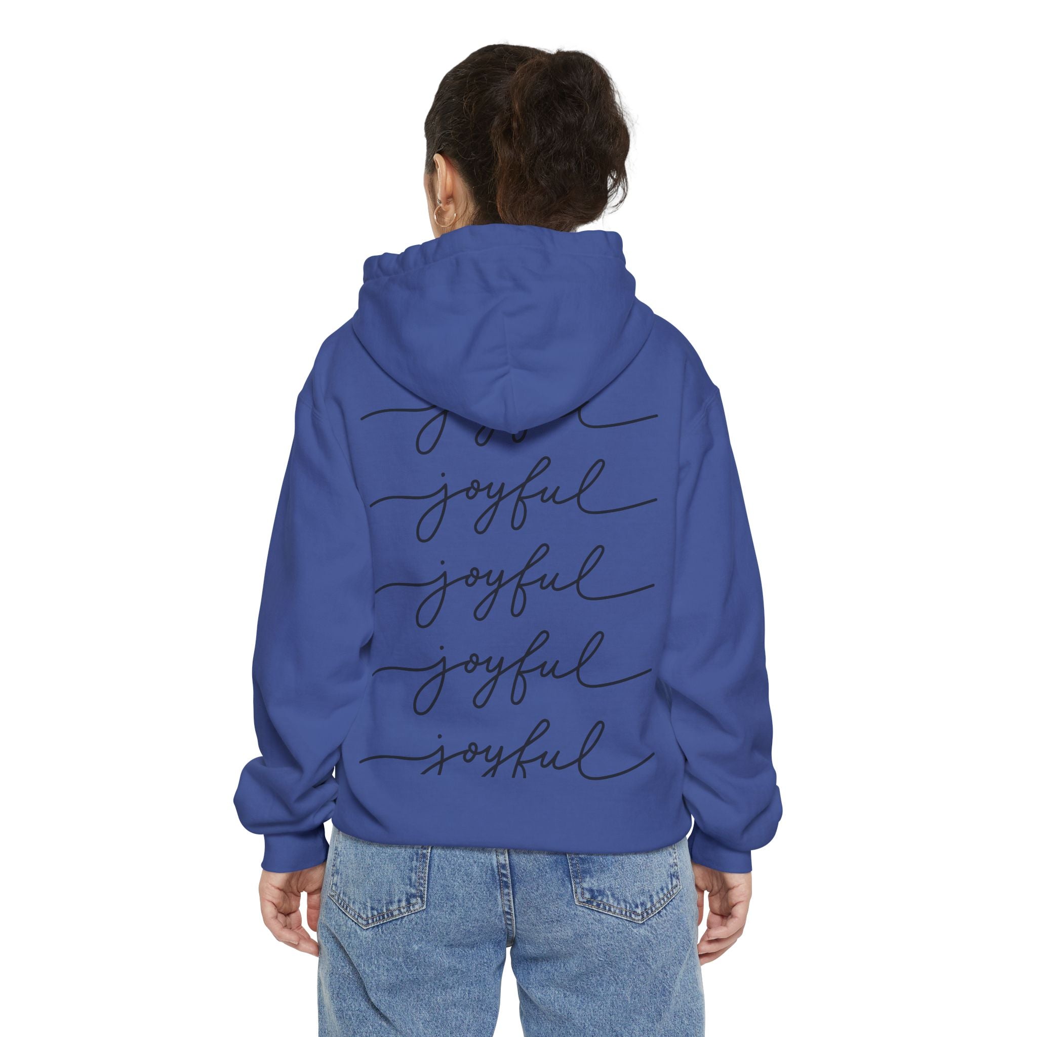 Deer in Glasses Hoodie — Hipster Stag Graphic Pullover (Joyful Script Back)
