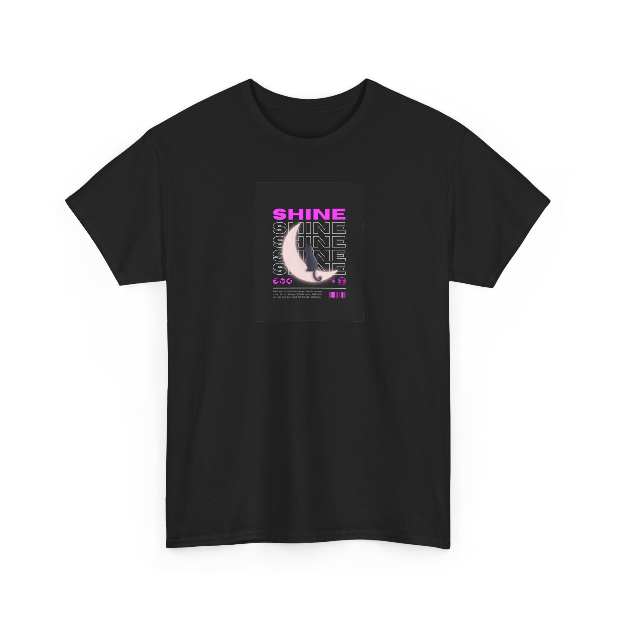 Shine Crescent Moon Tee — Retro Neon Lunar Graphic T-Shirt