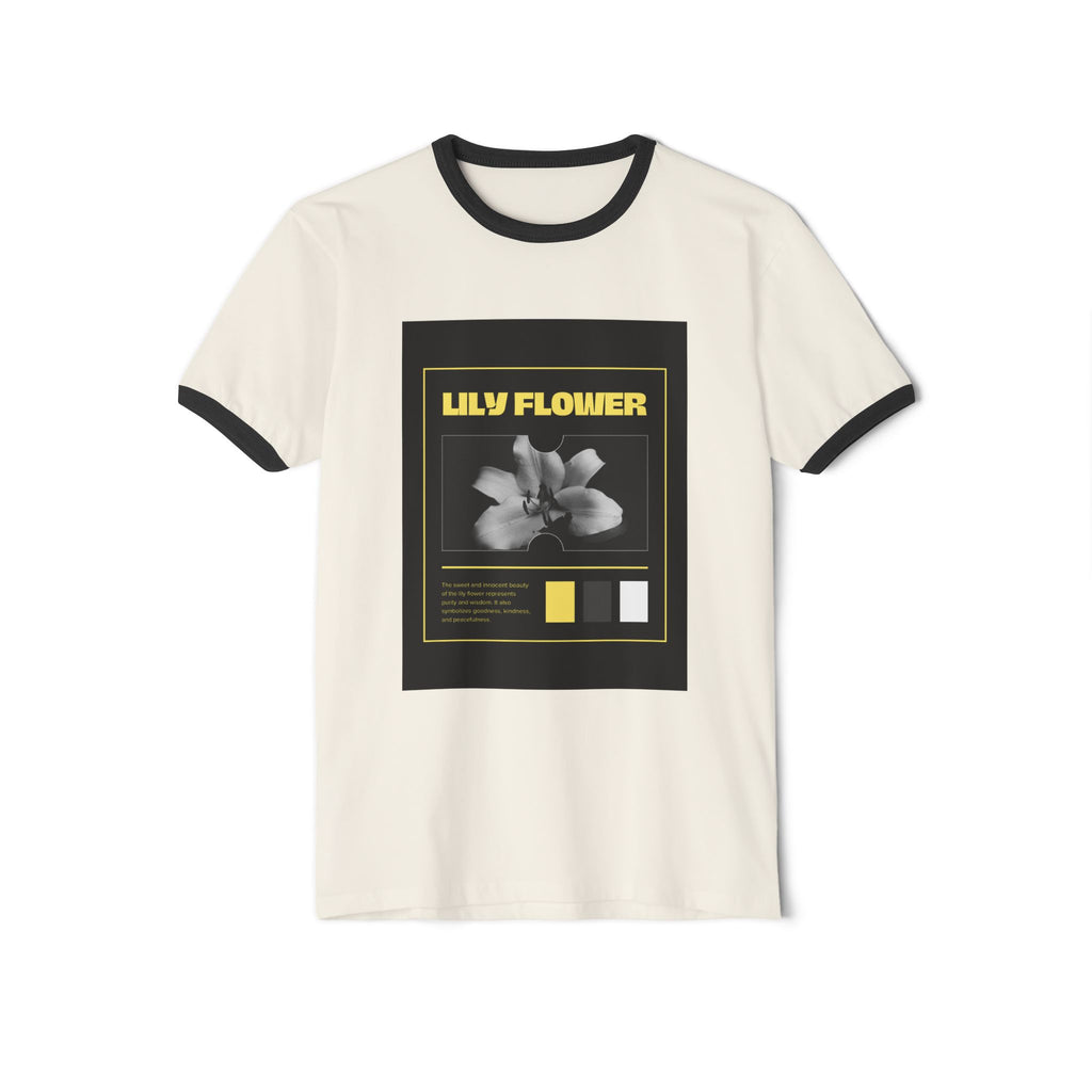 Lily Flower Ringer Tee — Vintage Botanical Graphic T‑Shirt