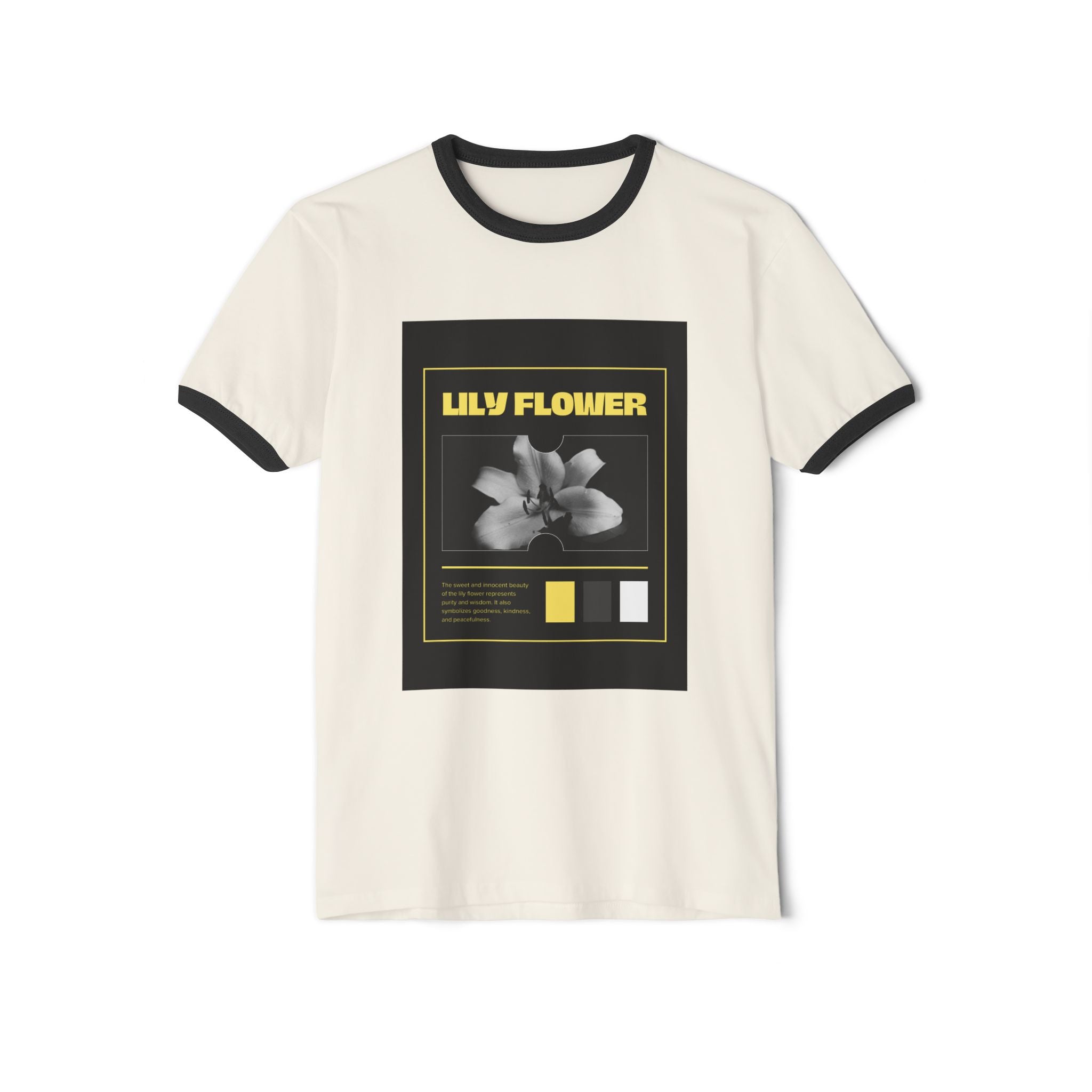 Lily Flower Ringer Tee — Vintage Botanical Graphic T‑Shirt