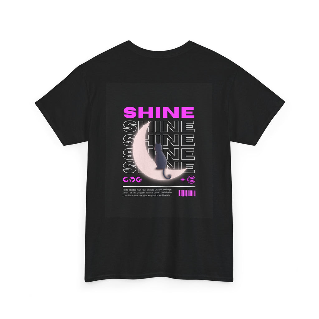 Shine Crescent Moon Tee — Retro Neon Lunar Graphic T-Shirt