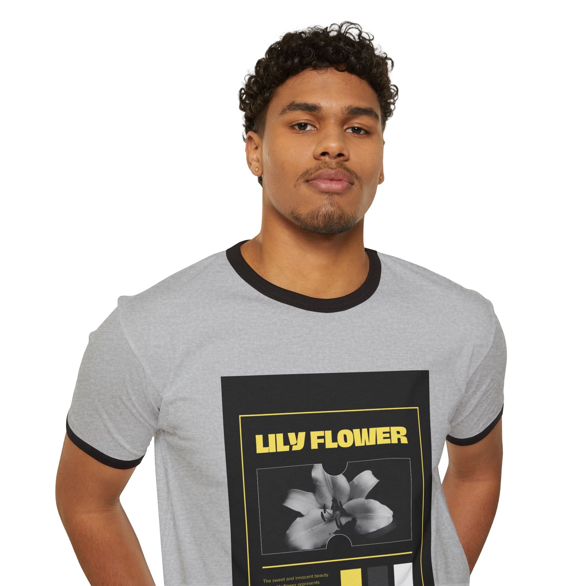Lily Flower Ringer Tee — Vintage Botanical Graphic T‑Shirt