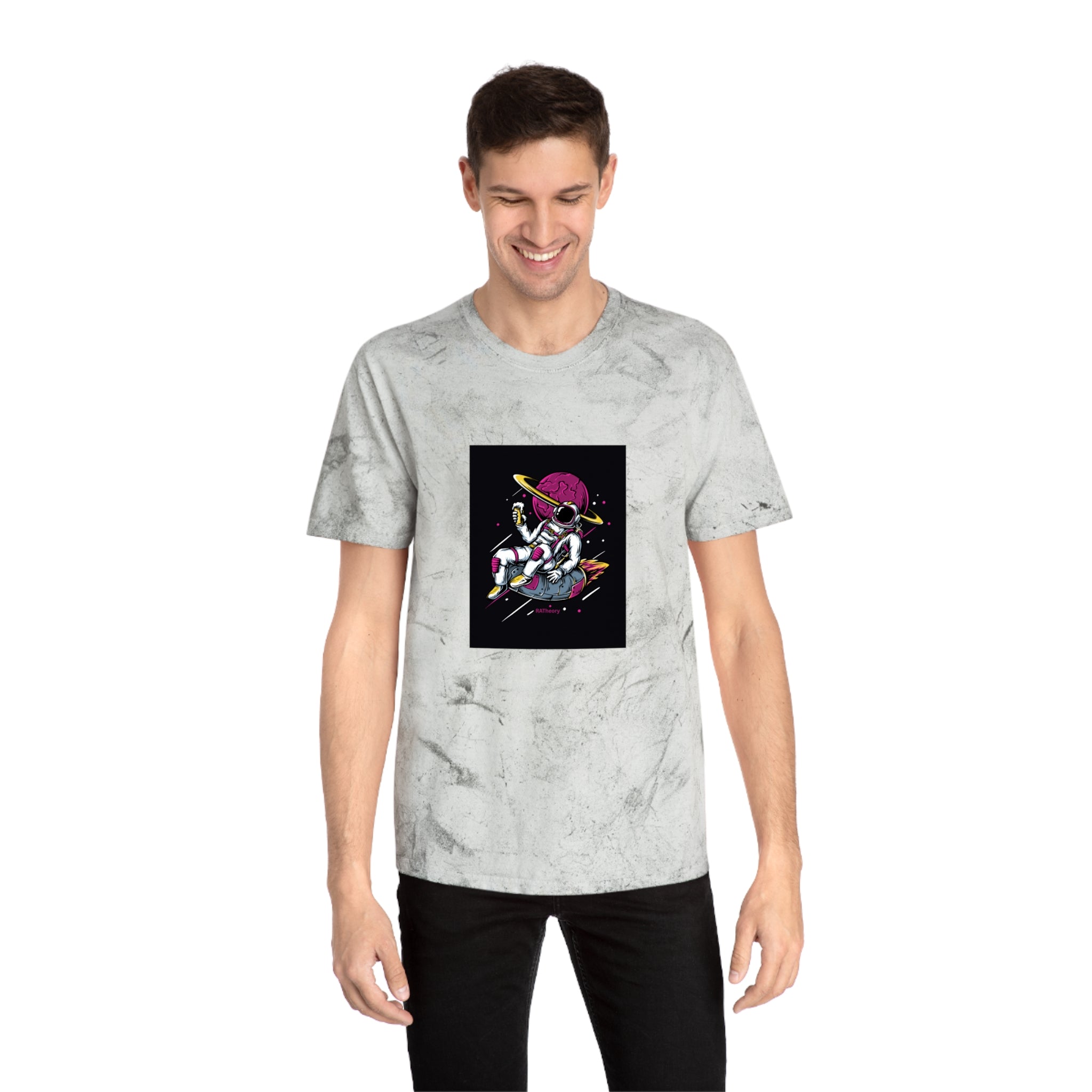 Astronaut Skateboard Tee — Neon Space Skateboarding Graphic T-Shirt