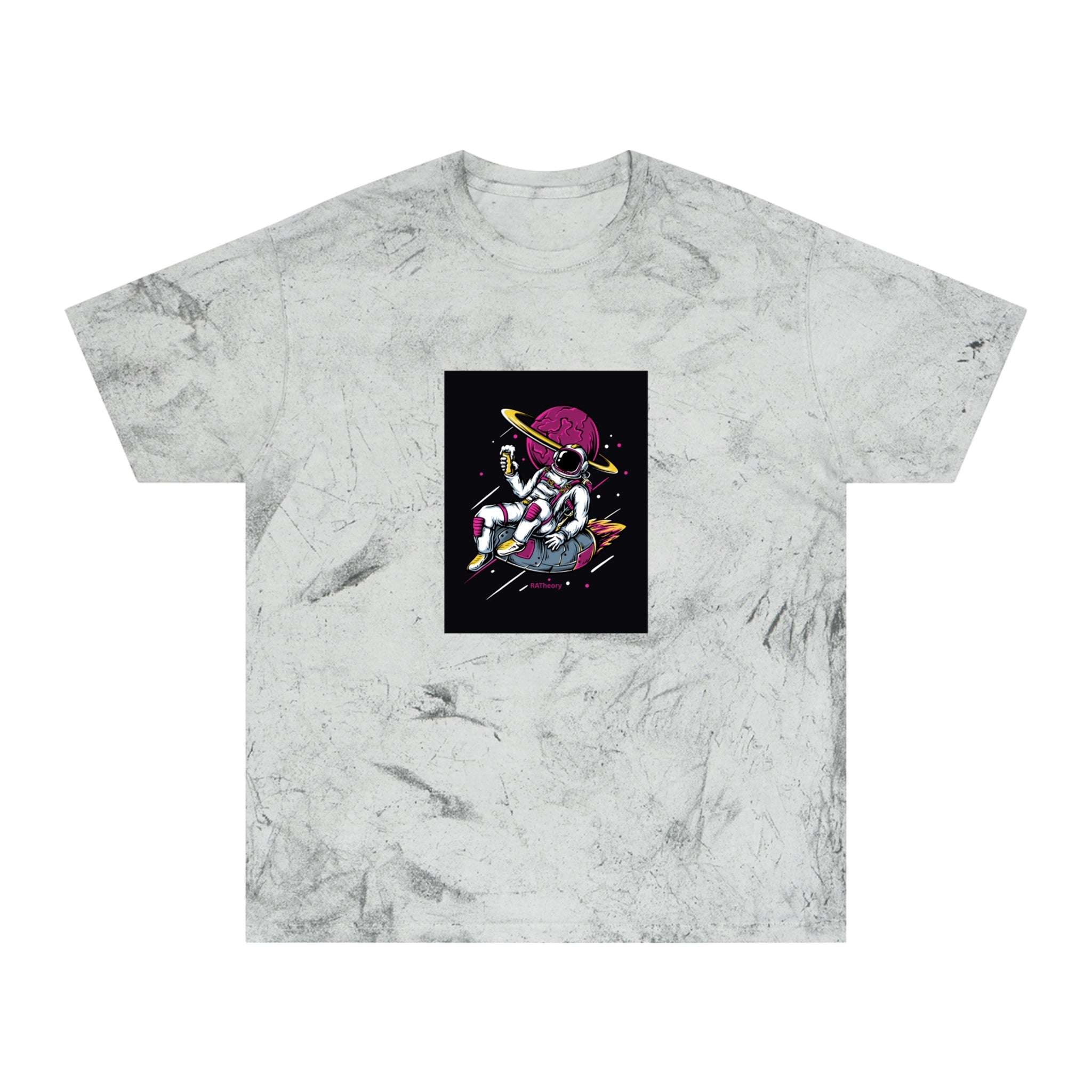 Astronaut Skateboard Tee — Neon Space Skateboarding Graphic T-Shirt
