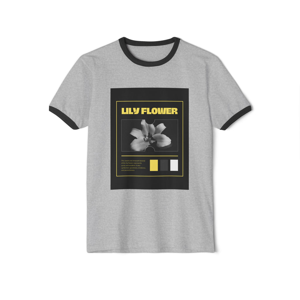 Lily Flower Ringer Tee — Vintage Botanical Graphic T‑Shirt