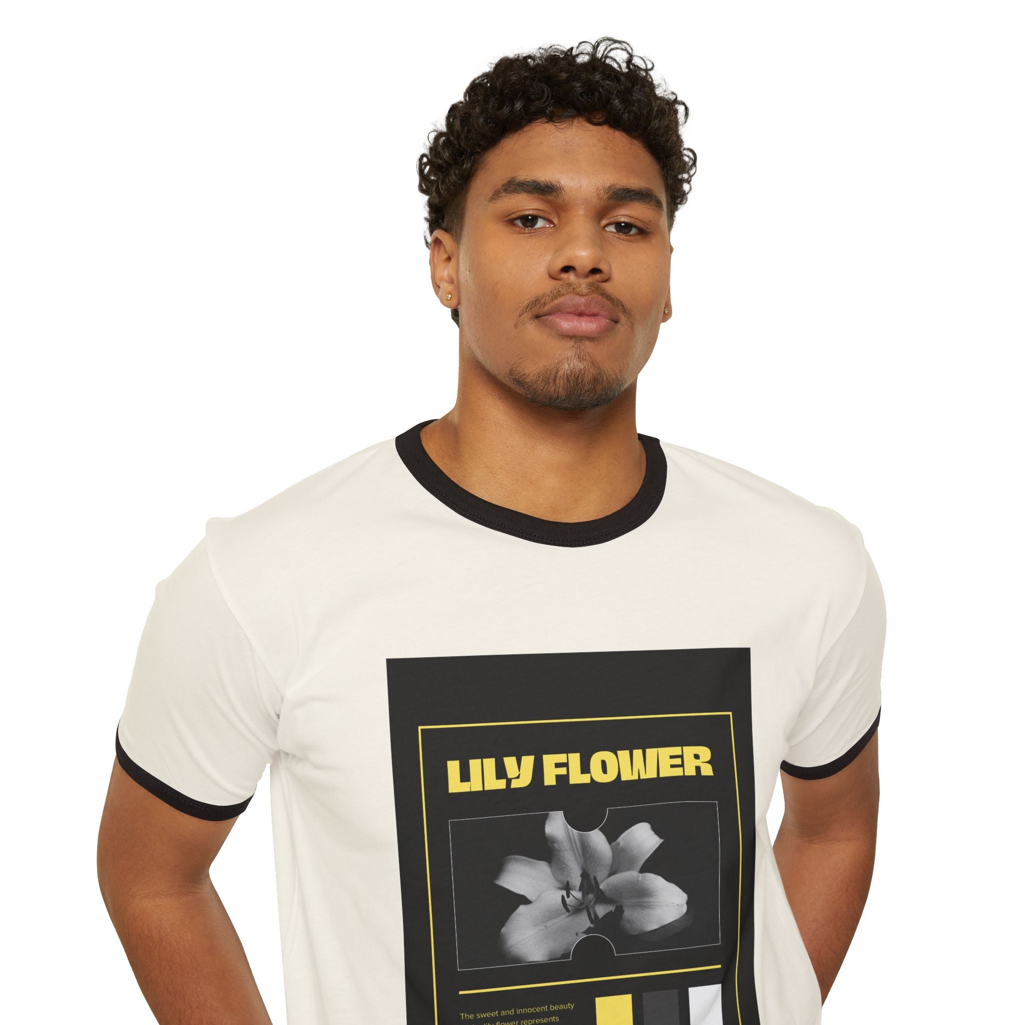 Lily Flower Ringer Tee — Vintage Botanical Graphic T‑Shirt